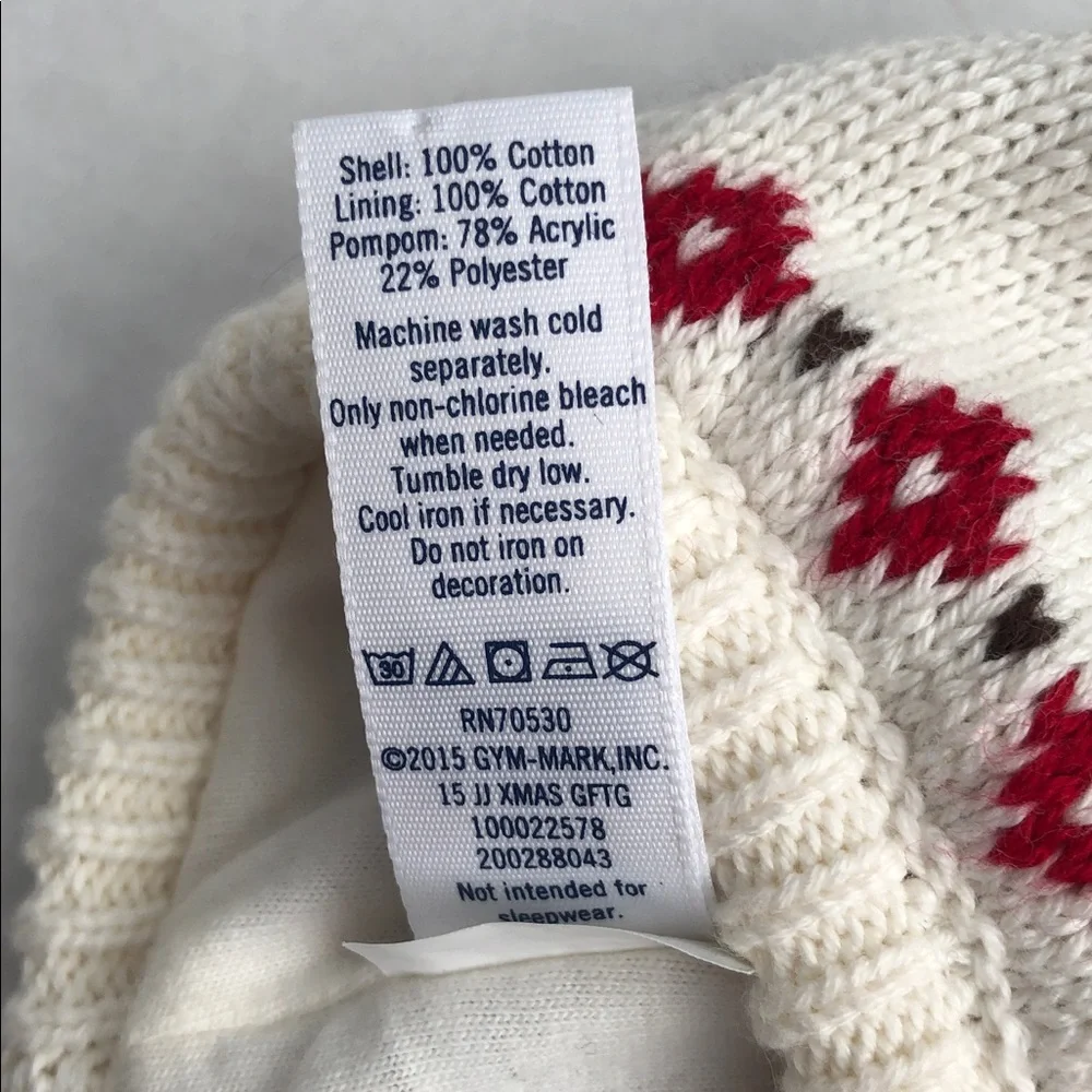 Janie and Jack Fair Isle Cotton Knit Pompom Beanie and mittens Size 2T-3